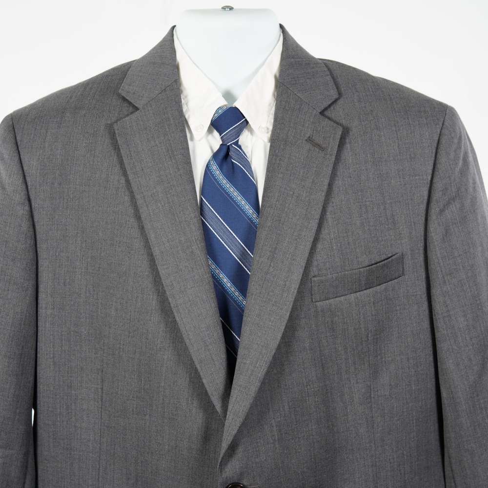 Stafford Wool Gray Blazer Suit Jacket 44R Slim Fit 2-Button Double-Vent 11J35